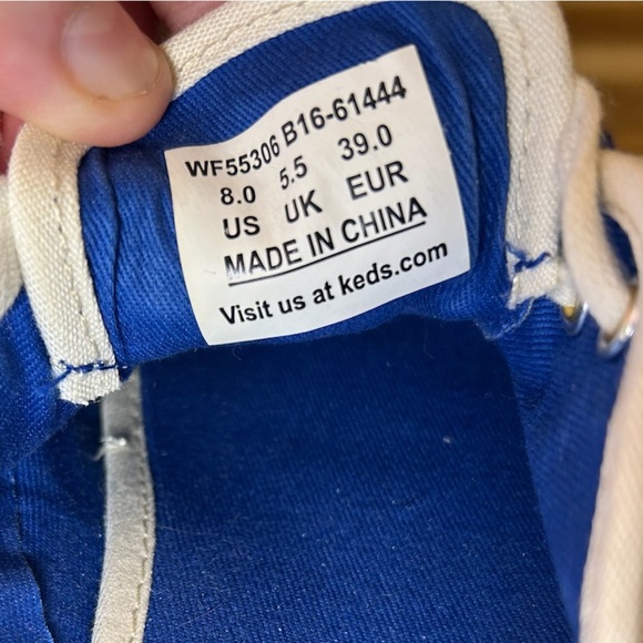 Keds x kate spade Collab Blue White Sequin Striped Lace Up Canvas Sneakers Sz 8 - Picture 8 of 10